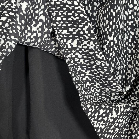 Talbots Petites 4P Black White Pleated Flare Midi Skirt Work Career - Picture 8 of 10